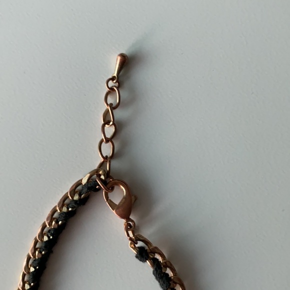 Bracelet - black string and rose gold chain thin - Picture 4 of 6